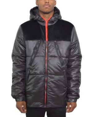 TRUEDAMES Padded Buffle Puffer Jacket - Black