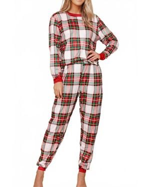 Liam & Company Lucy Plaid Christmas Pajama Set - Red
