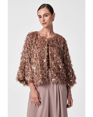Trina Turk Oller Cropped Faux Fur Coat - Brown