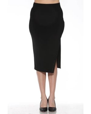 Joseph Ribkoff Beaded Side Slit Midi Pencil Skirt - Black