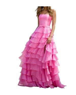 Sherri Hill Mikado Bodice Strapless Gown - Pink