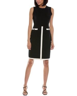 Anne Klein Sweater Dress Contrast-Trim Sleeveless Fts1129 - Black
