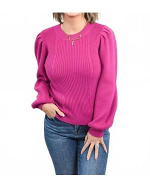 ..,merci Ribbed Puff Sleeve Sweater - Pink