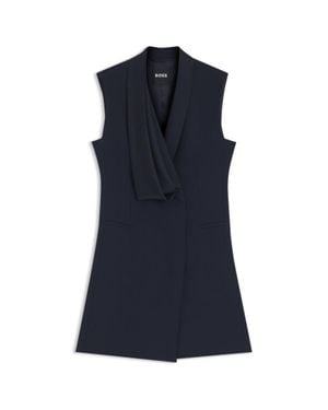 BOSS Tuxedo-Style Dress With Draped Lapel - Blue