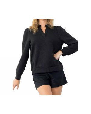 Thml Long Sleeve Textured Sweater - Black