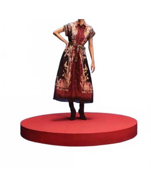 La Fuori Esther Printed Midi Shirt Dress - Red