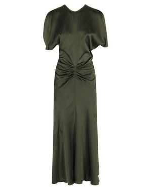 Victoria Beckham Gathered Waist Midi Dress - Green