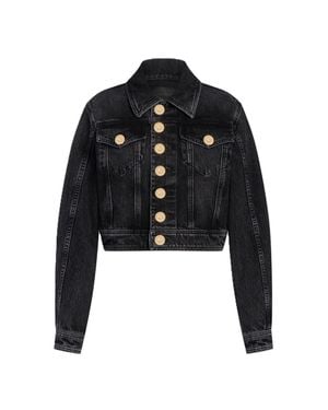 Dondup Cropped Denim Jacket With Classic Collar - Black