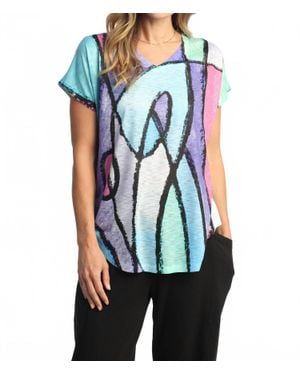 Jess & Jane Sonata Cap Sleeve Top - Blue