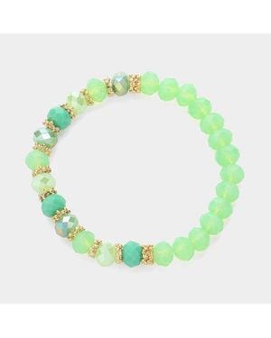 Fashnzfab Faceted Glass Beaded Stretch Bracelet, Mint - Green
