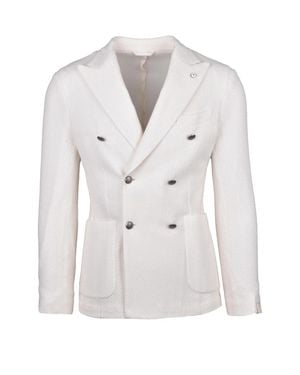 L.B.M. 1911 Double-Breasted Cotton Unlined Blazer - White