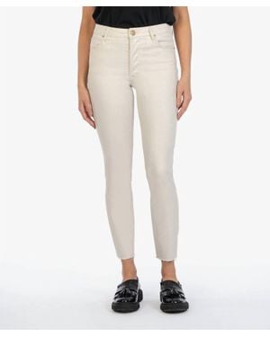 Kut From The Kloth Charlize Coated Cigarette Leg With Raw Hem - Natural