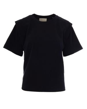 Isabel Marant Structured Cotton T-Shirt With Puffed Shoulders - Black