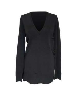 Theory Britona V-Neck Long Sleeve Sweater - Black
