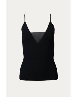 By Together Sheer-Paneled Stretch-Jersey Top - Black