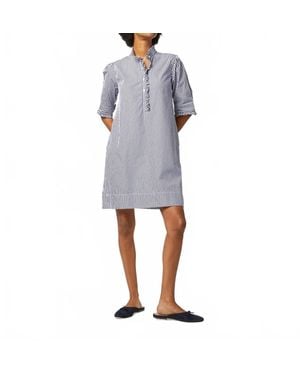 ANN MASHBURN Elbow-Sleeved Frill Dress - Blue