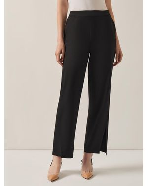 Misook Split Hem Straight Leg Woven Pants - Black