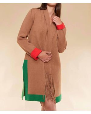 oolala Contrast Color Duster Cardigan - Orange