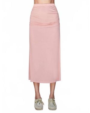 Sundry Ruched Midi Skirt - Pink