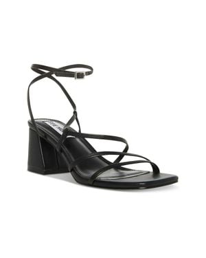Steve Madden Alyce Sandals Square Toe Block Heel Gbnc665 - Black