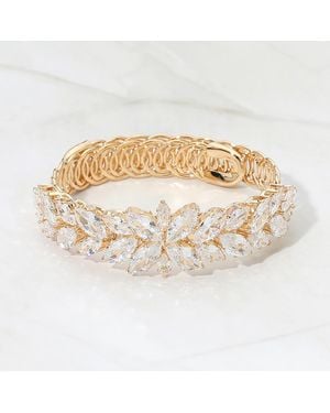 Fashnzfab Marquise Cz Cluster Floral Adjustable Evening Bracelet - Metallic