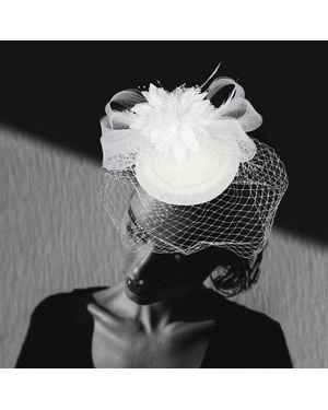 Fashnzfab Feather Pearl Mesh Flower Fascinator Headband - Black