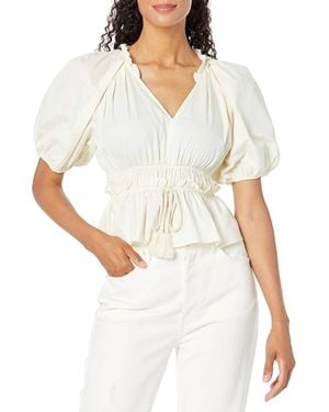 Moon River Jones Ruffled Pleated Top - White