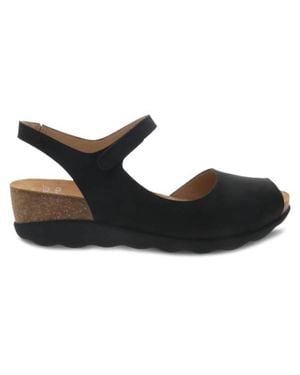 Dansko Marcy Cactus Waxy Cork Wedge Sandal - Black