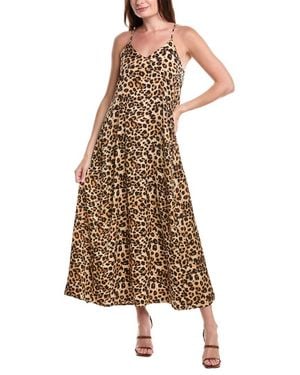 Nicole Miller Printed Palma Satin Maxi Dress - Brown