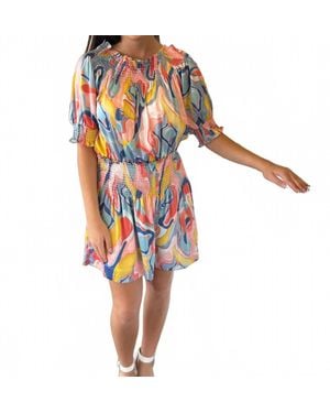 J joy Painted Skies Smocked Mini Dress - White