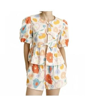 AUREUM Floral Tie Shorts - White