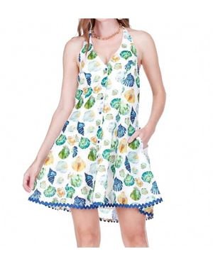 J joy Shellscape Halter Trim Dress - Blue