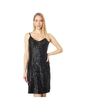Marina Slip Dress Sequin Spaghetti Straps V-Neck Cocktail Jzz80 - Black