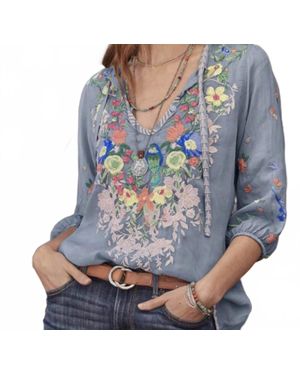 Johnny Was Taifa Blouse - Gray