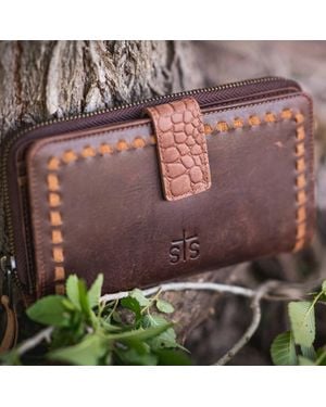 STS Ranchwear Catalina Croc Chelsea Wallet - Brown
