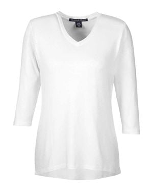 Devon & Jones Perfect Fit Bracelet-Length V-Neck Top - White