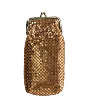 CTM Mesh Cigarette Case With Lighter Pocket And Kiss Lock Closure - Metallic