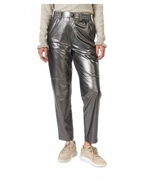 EsQualo Metallic Straight Leg Pants - Black