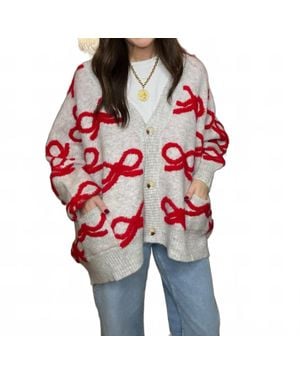 Bucketlist Bows & Bliss Cardigan - Red