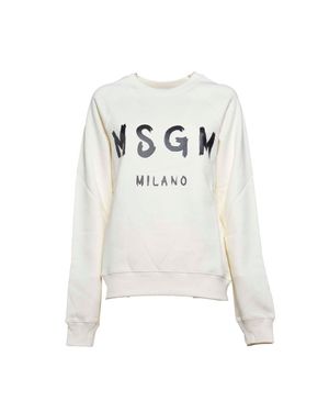 MSGM Crewneck Cotton Sweatshirt - White