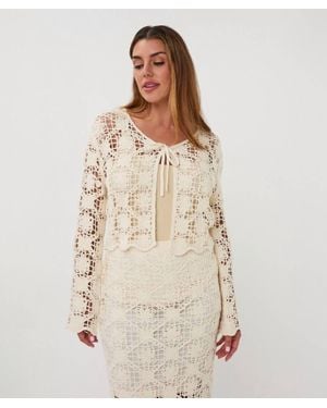 EsQualo Tape Yarn Cardigan - Natural