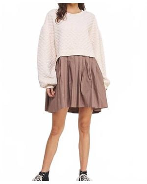 Ces Femme Casey Mini Flare Skirt Dress - Natural