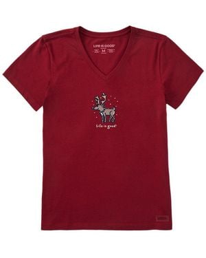 Life Is Good. Crusher V-Neck T-Shirt - Red