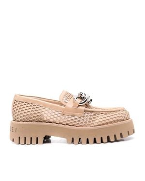 Casadei Trappeur Honeycomb Pattern Chain Loafers - Pink
