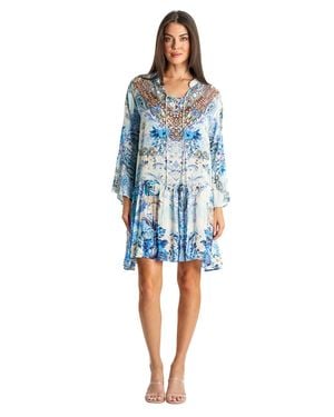 La Moda Clothing Preston Short Dress - Blue