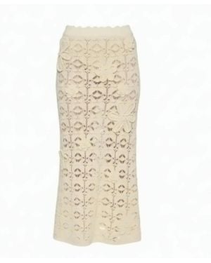Pinko Anthemis Openwork Crochet Midi Skirt - Natural