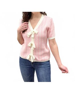 Main Strip Rhonda Short Sleeve Bow Cardigan - Red