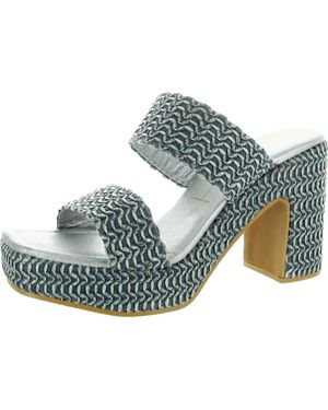 Beach Gem Woven Made Block Heel - Blue