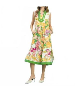 Umgee Floral Sleeveless Dress - Yellow