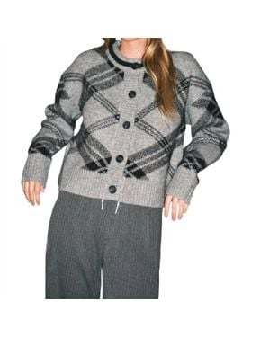 Aaron & Amber Warm Plaid Pullover Cardigan - Gray